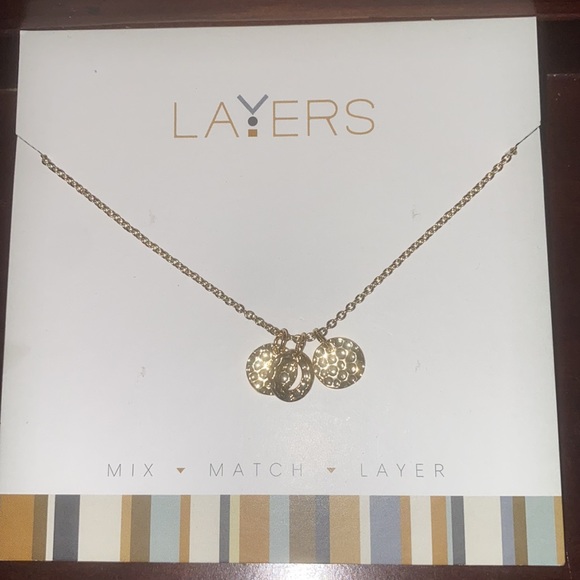 Brand New - Three Textured Circle necklace in Gold - Drawstring Adjuster - Picture 3 of 11